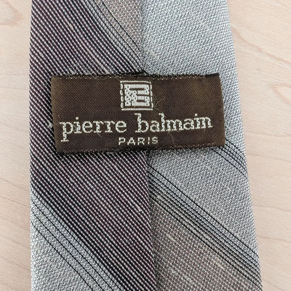 🇫🇷BALMAIN Vintage Tie,  Grey and brown - Picture 5 of 6